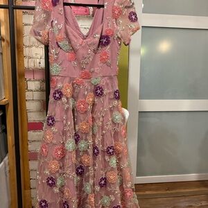 Dress the Population Pink Floral Midi Dress
